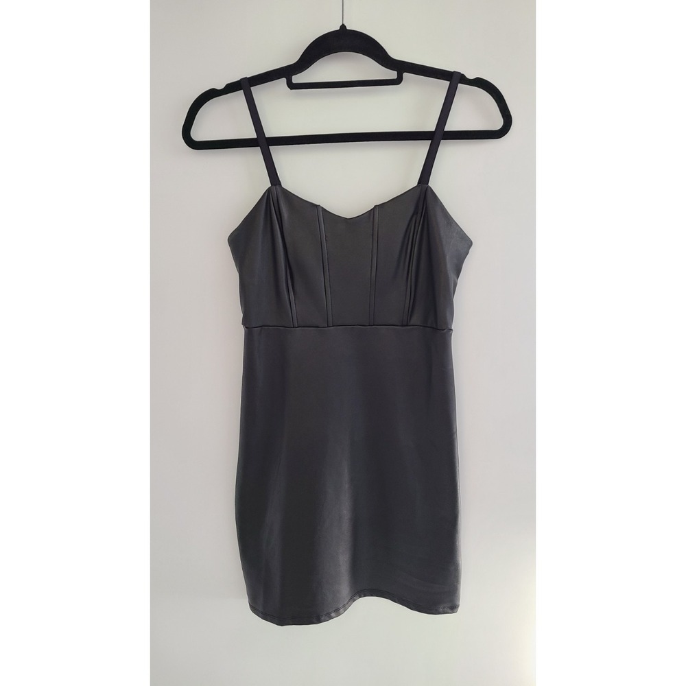 Y2K Goth Guess Los Angeles Vegan Leather Strap Dress Size Small Grunge Baddie